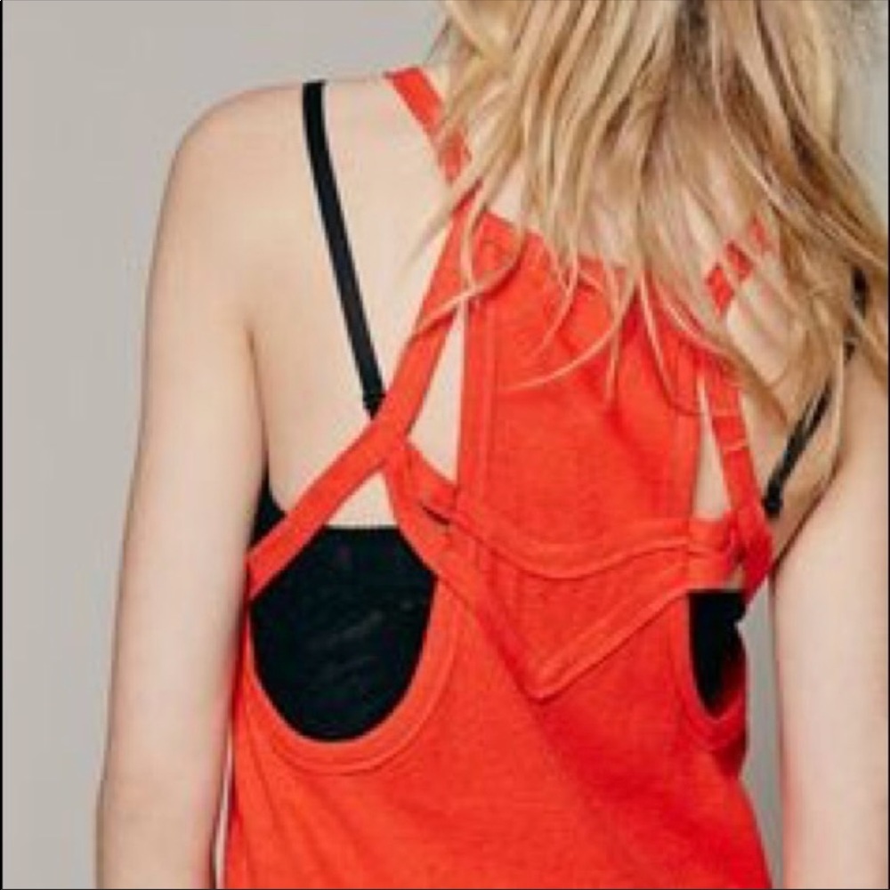 FREE PEOPLE: green tank w/ high neckline & cutouts